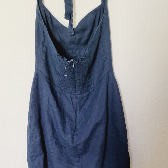💙Reformation Navy and white halter linen dress Sz 6 - Picture 12 of 16